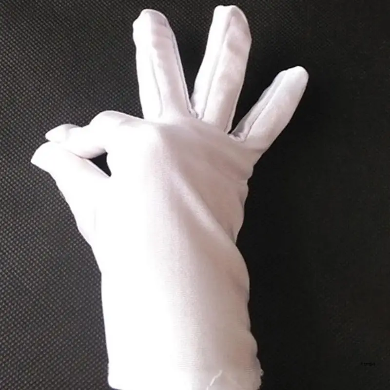 Guantes blancos para niños escuela primaria, guantes elásticos LICRA para niños y niñas