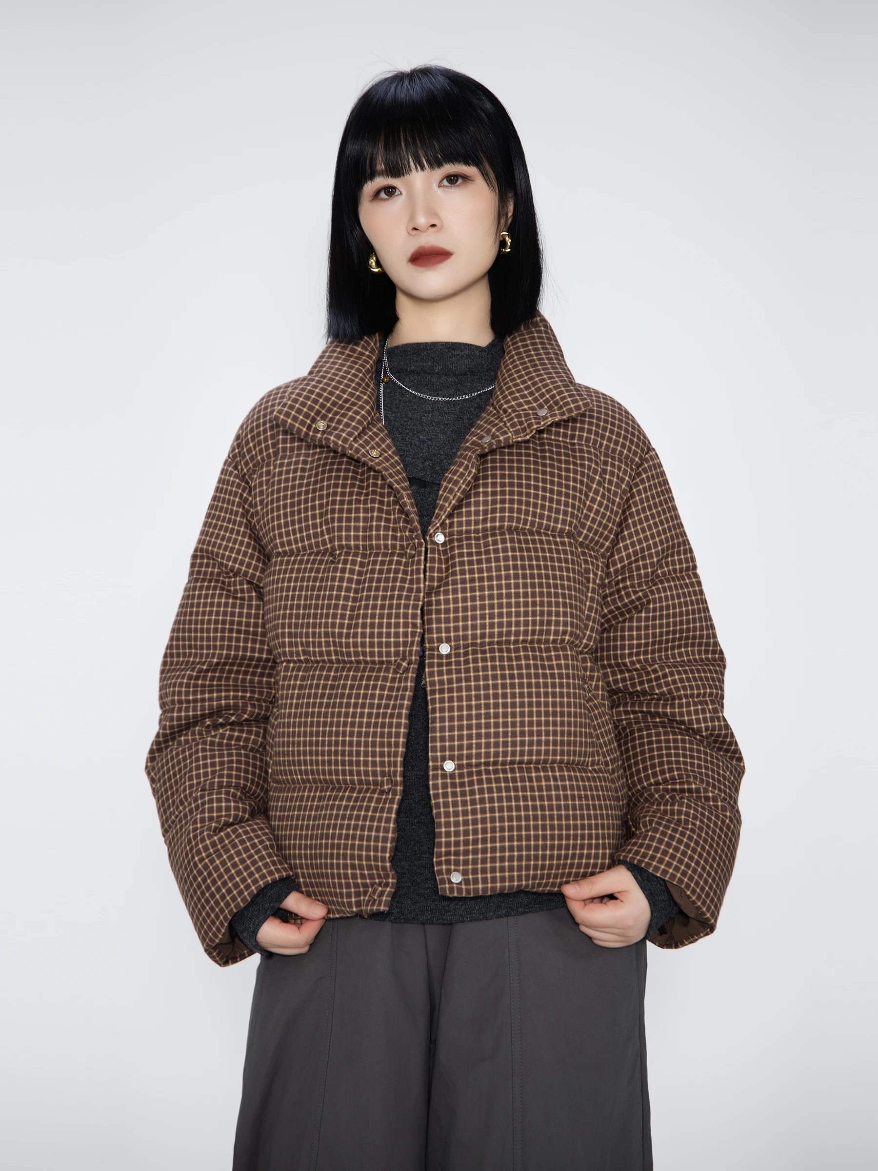 

Bookru ort 90% White Du down Puffer Jaet Bread Sle Loose Fit Thi Warm Women's Faion Commute Sle Coat
