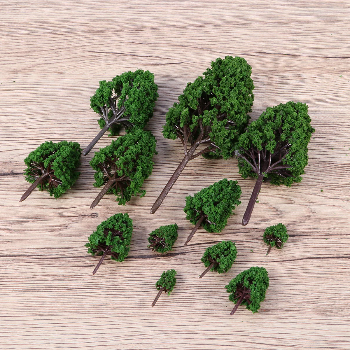 

27Pcs Plastic Mini Landscape Trees Green Leaves Various Heights Decorative for House Desk Kitchen Scenery Architectural Border