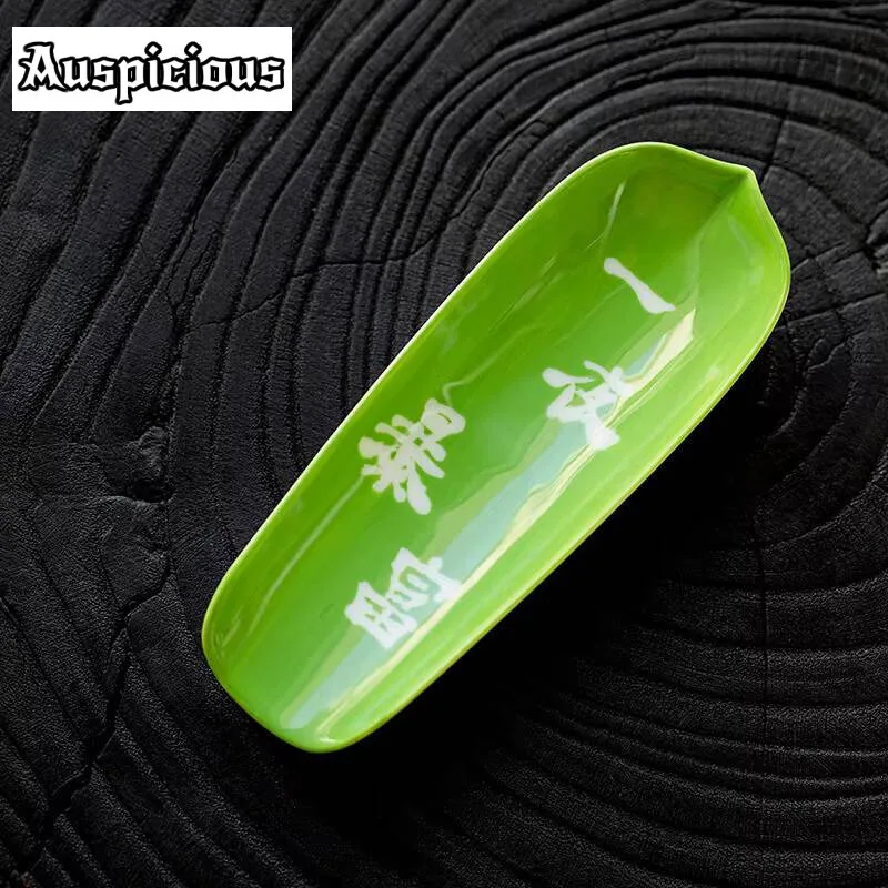 Pure Handwriting Overnight Riches Ceramic Tea Shovel Wake Up Tea Pot Green Glaze Tea Spoon Take Tea Tool Kung Fu Tea Accessories