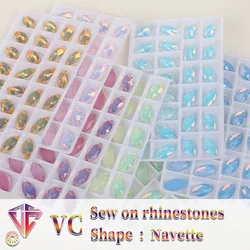 VC Mocha-Opale Fluorescente, Navette à Coudre sur Strass, Diamant en Verre, Accessoires de Vêtements DIY