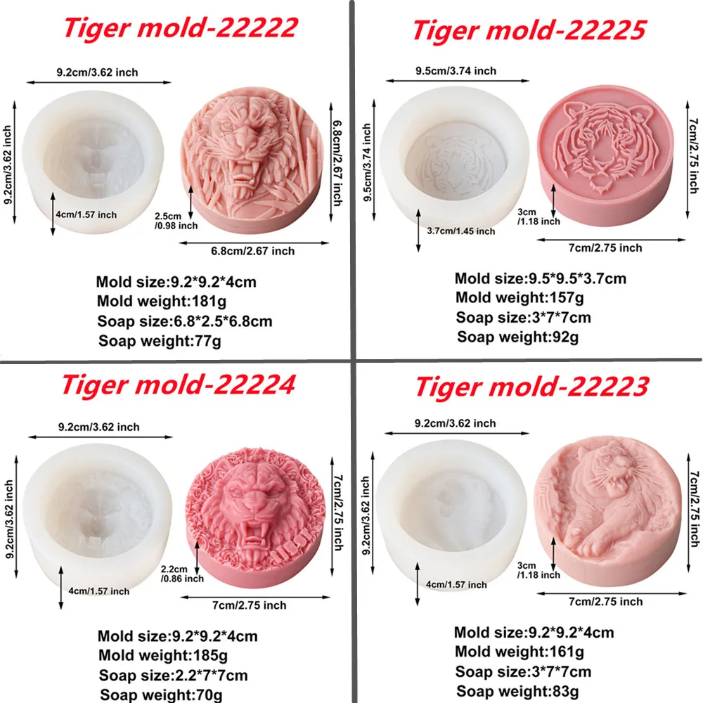 Relief Round Tiger & Wolf Silicone Soap Mold-DIY Relief Animal Design,Easy Release,Flexible,Durable,Reusable Mold for Home Decor