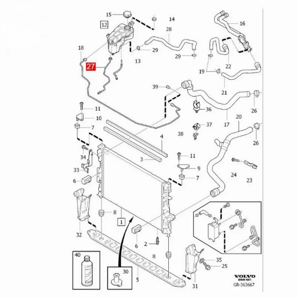 31274900 LR024251 Radiator Hose for Volvo S60 S80 V70 XC60 XC70 V70 II