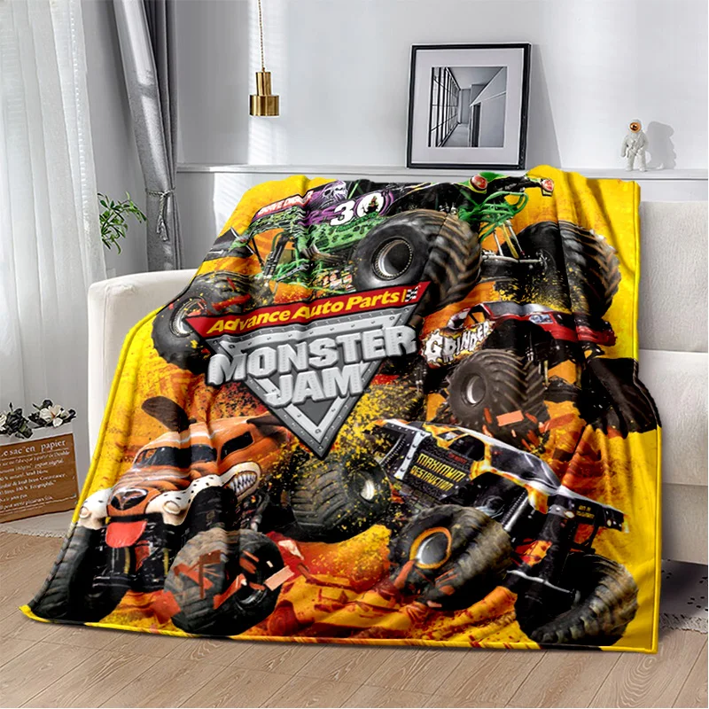 Couverture de dessin animé 3D Monster Jam Monster Truck, couverture douce pour la maison, chambre à coucher, lit, canapé, pique-nique, voyage,