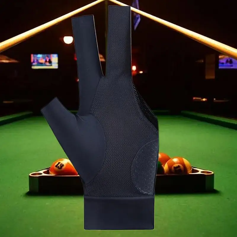 Open Finger Billiard Pool Gloves Left Hand Breathable Elastic Pool Cue Gloves for Men & Women  Portable Training Accessories