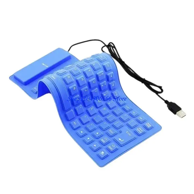 02DD USB Silicone Keyboards 85Keys Flexible Rolls up Silents Waterproof Dustproof for Notebook and