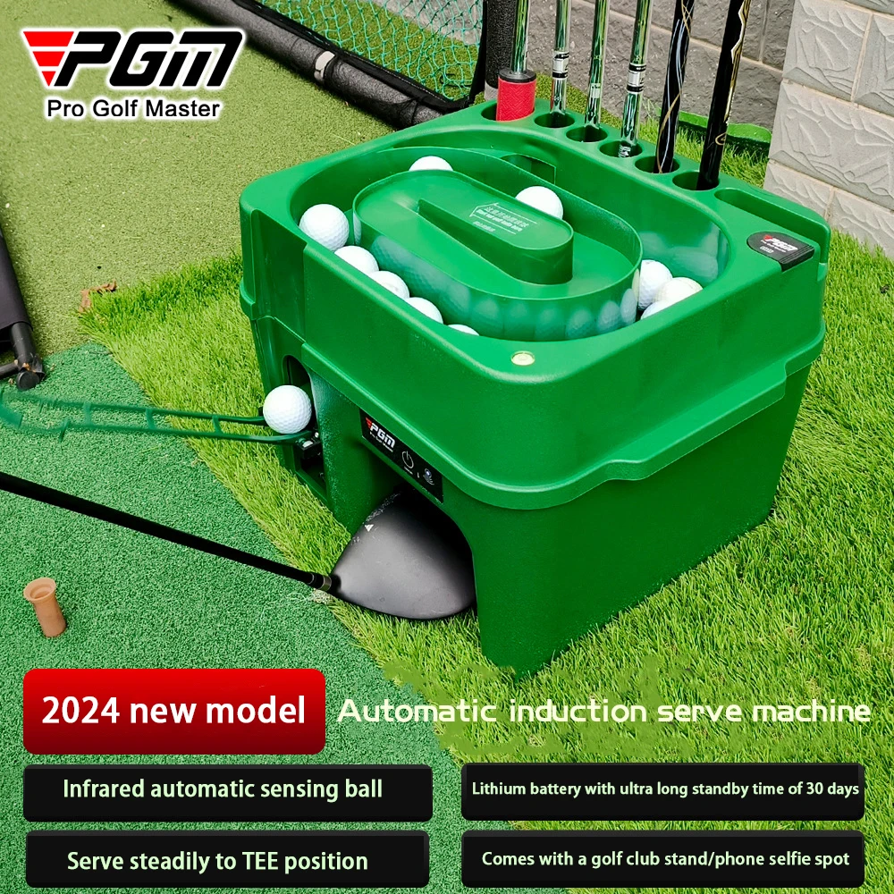 PGM Golf Ball Dispenser Infrared Sensor Tee Indoor Golf with Club Holder Multifunction Tee Box Electric Induction Tee Machine