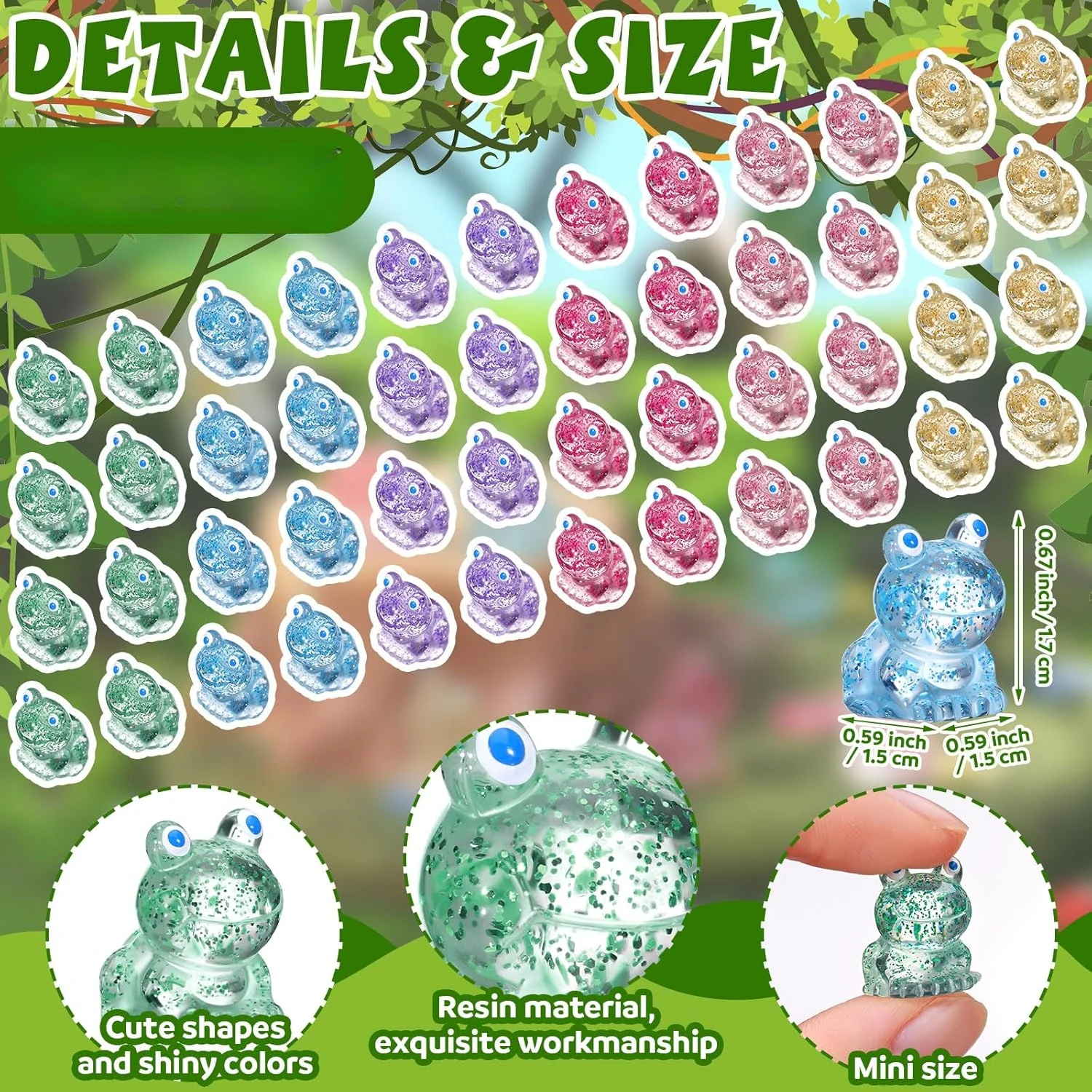 50 قطعة الضفادع الراتنج الصغيرة بريق الضفدع الصغير مصغرة التماثيل الراتنج الصغيرة الحيوانات الضفادع الصغيرة للديكور المنزل Crafts بها بنفسك الحرف حفلة لصالح