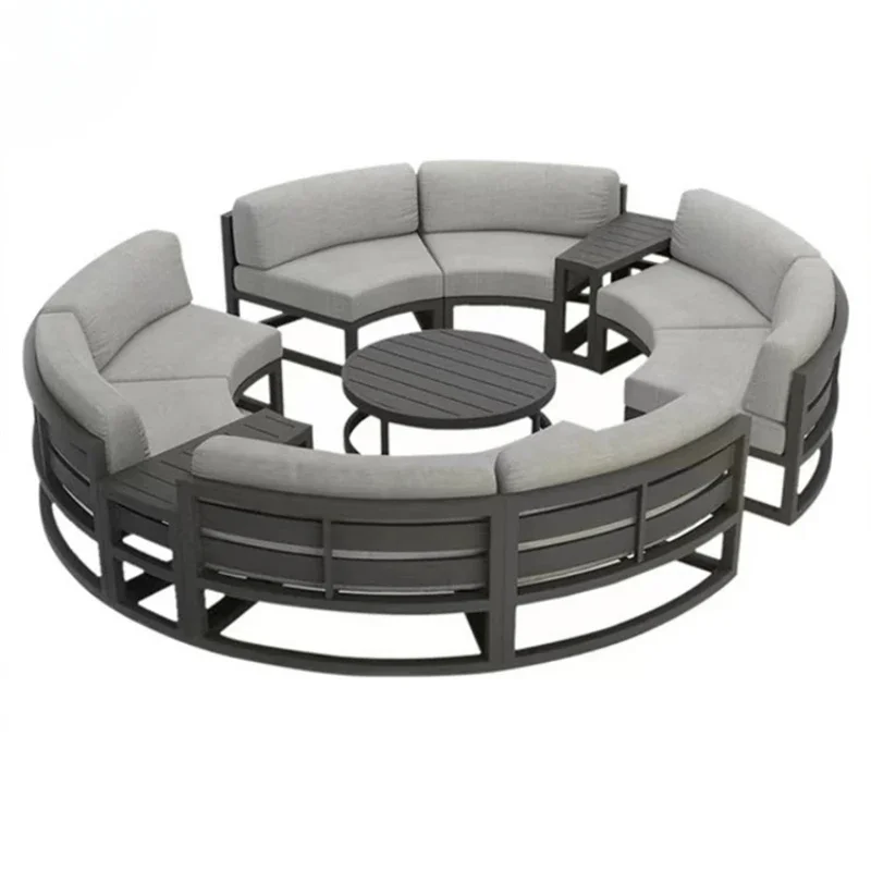 Futuristic circular couch round shape hotel sectional sofa outdoor aluminum sofa set