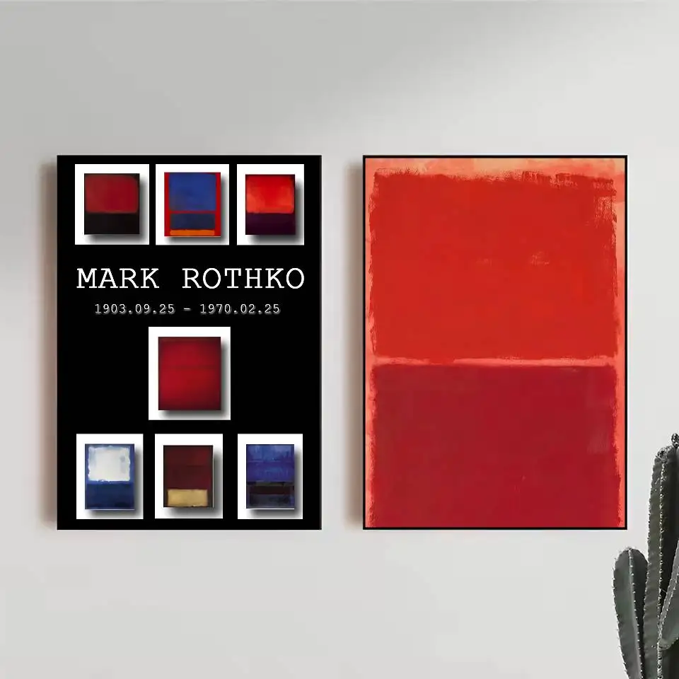 Vintage Minimalist Mark Rothko Canvas Painting Modernism Exhibition Poster HD Art Sticky Wall Waterproof Home Living Room