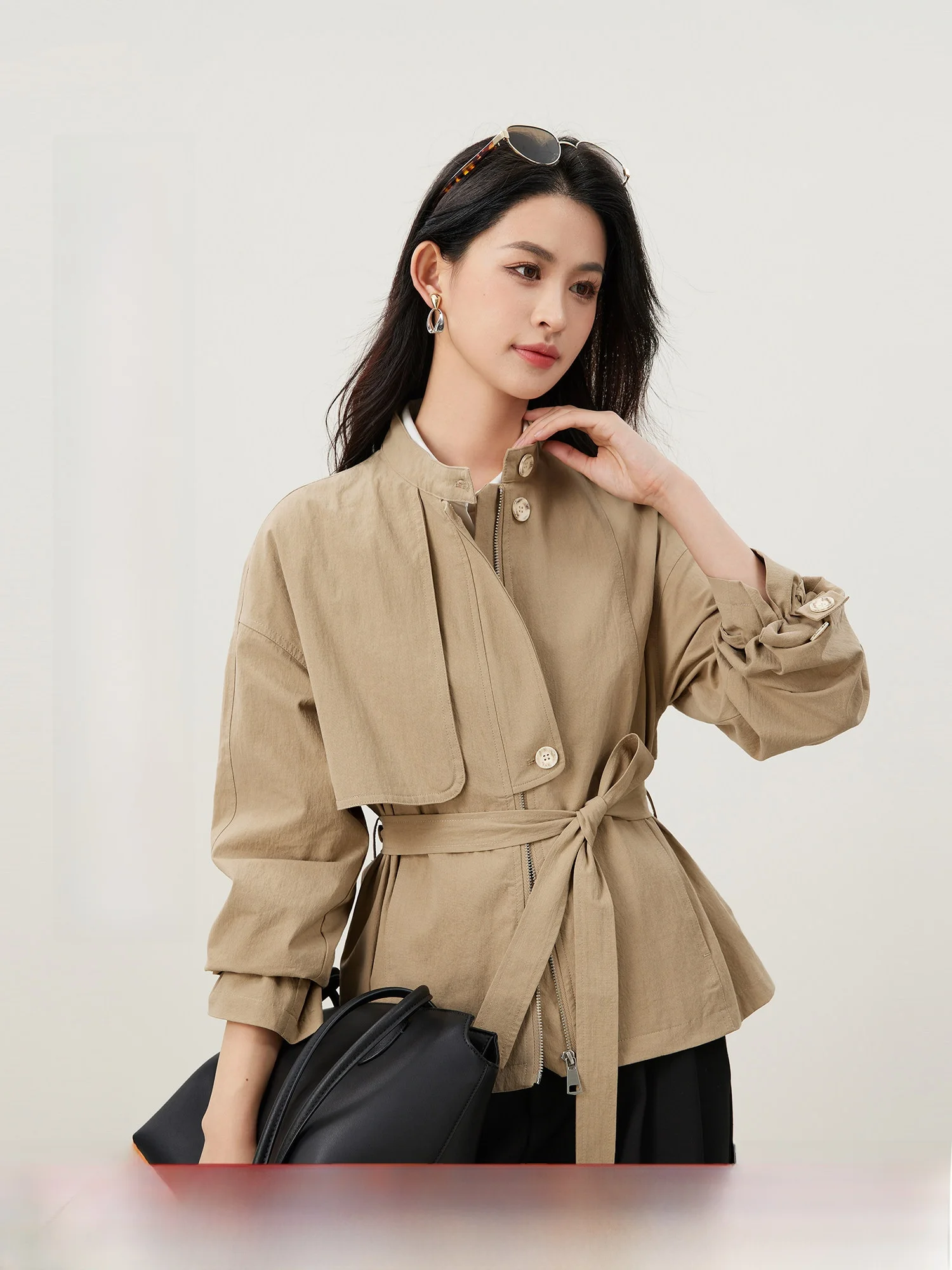 Modern ort Sle Linen Cotton Wrinkles Texture Casual Women's Windbreaker Coat Mi Home High Quali Autumn New Arrival