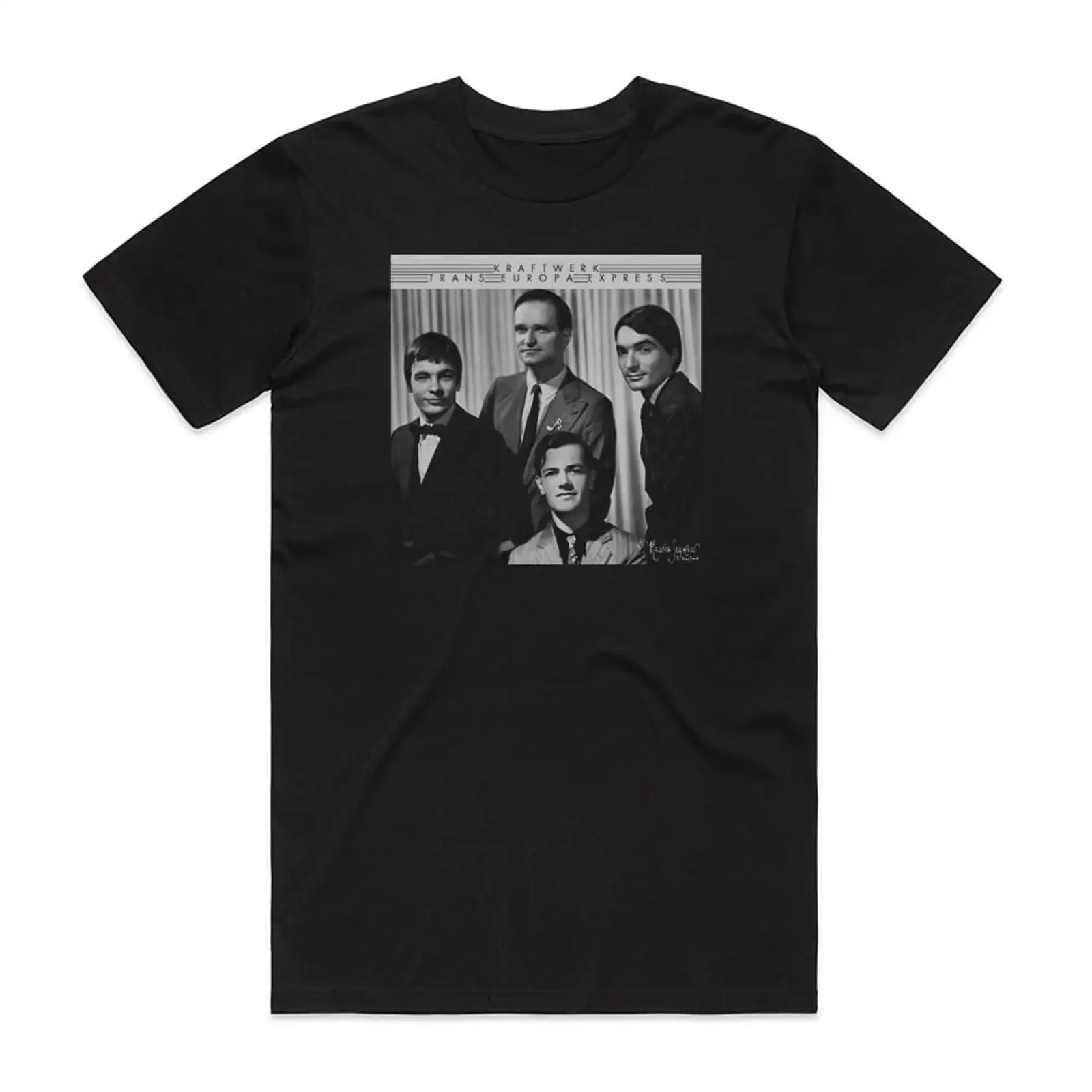 Kraftwerk Trans Europa Express 2 Album Cover T Shirt Black vintage Washed Casual homme Stretched Versatile Breathable