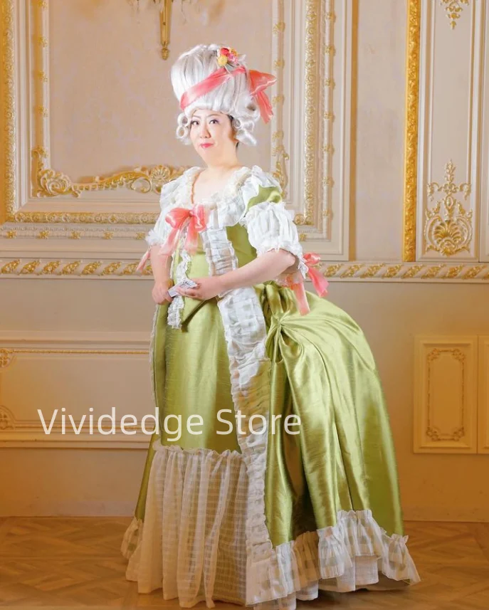 Vintage Langlais Green Gown Ball Gowns Antoinette 18th Century Robe A La Francaise Rococo Victorian Evening Gowns فساتين سهره