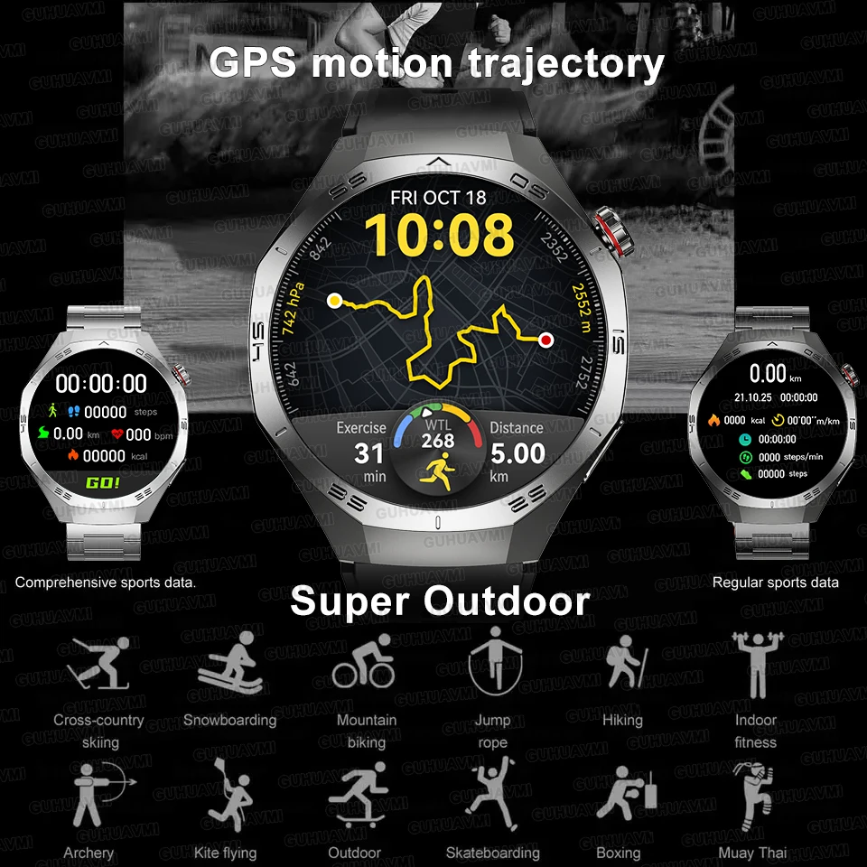 2025 New For Huawei GT5 Pro Sports Smart Watch Men 1.52" HD AMOLED Screen GPS trackr Heart Rate Bluetooth Call Health SmartWatch