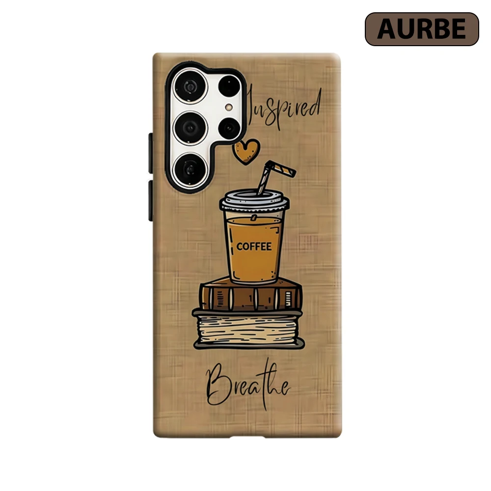 Coffee & Books Vibe Phone Case for Samsung Galaxy S26 S25 Ultra S24 S23 Ultra Plus Shockproof Double Layer Tough Back Cover