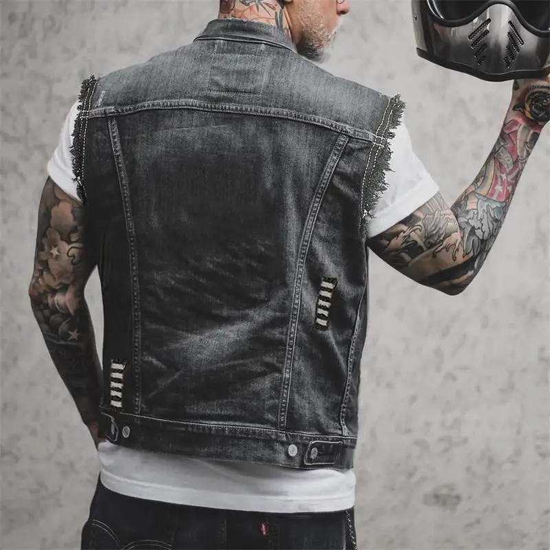 

Men's Denim Vest 2024 Spring And Autumn New Classic Simple Leisure All Loose Large Size Vest