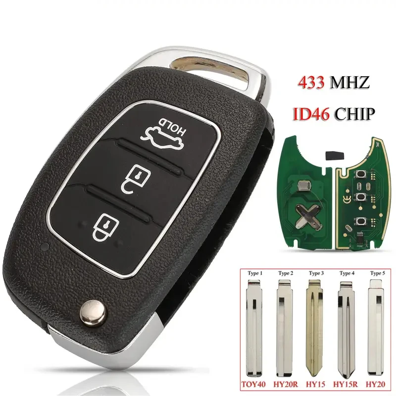 Remote Smart Car Key For Hyundai IX45 I30 Accent Elantra Solaris Sonata Tucson Santa Fe 3Buttons 433Mhz ID46 Chip