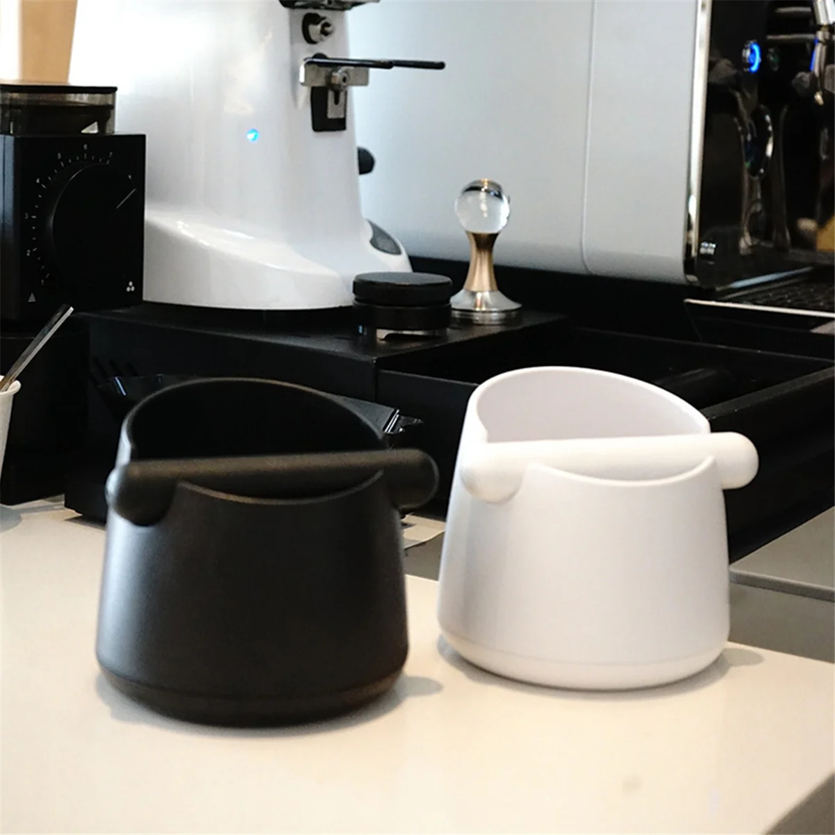 Busta per caffè con barra in gomma Contenitore per fondi di caffè espresso di grandi dimensioni Contenitore per schiuma di caffè antiscivolo per rifiuti (nero)