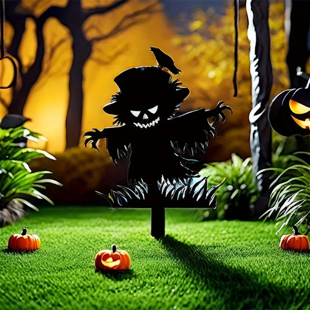 CIFBUY Wrought Iron Wall Art, Scary Shame Doll Metal Sculpture, Rustproof Halloween Ground Stake, Spooky Horror Outdoor