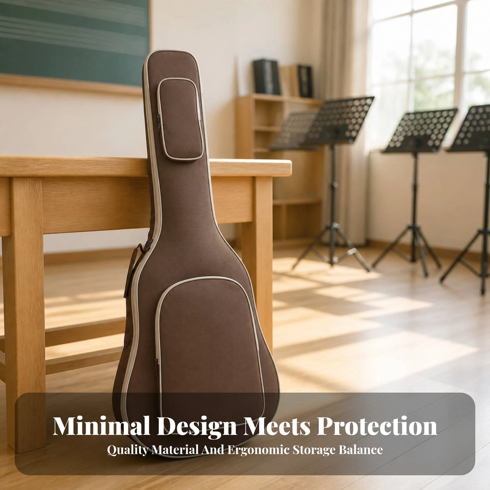 Acoustic Guitar Gig Bag Padded Guitar Bag with Front Pockets Adjustable Sturdy for Musicians, Rehearsals, Performances