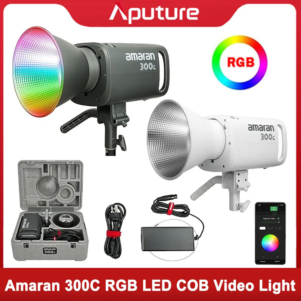 

Aputure Amaran 300C красный зелёный синий полный цвет женское видео, 300 Вт двухцветный 2500K-7500K Bowens непрерывное управление Bluetooth App