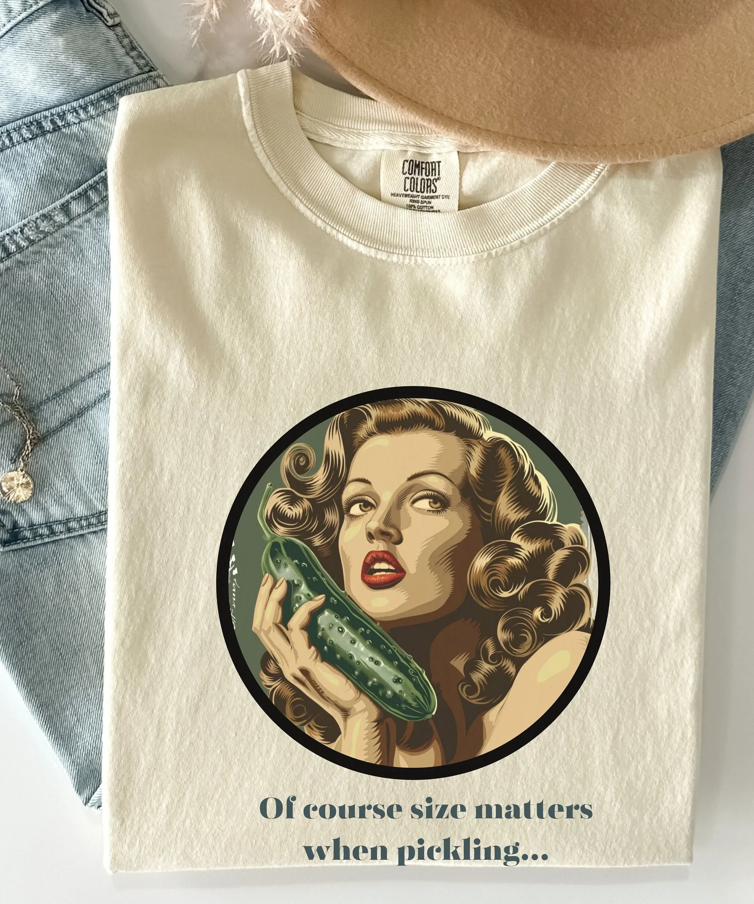 Size matters shirt cucumber Pickle unhinged shirts Vintage funny Sarcastic T Weird Retro Humor