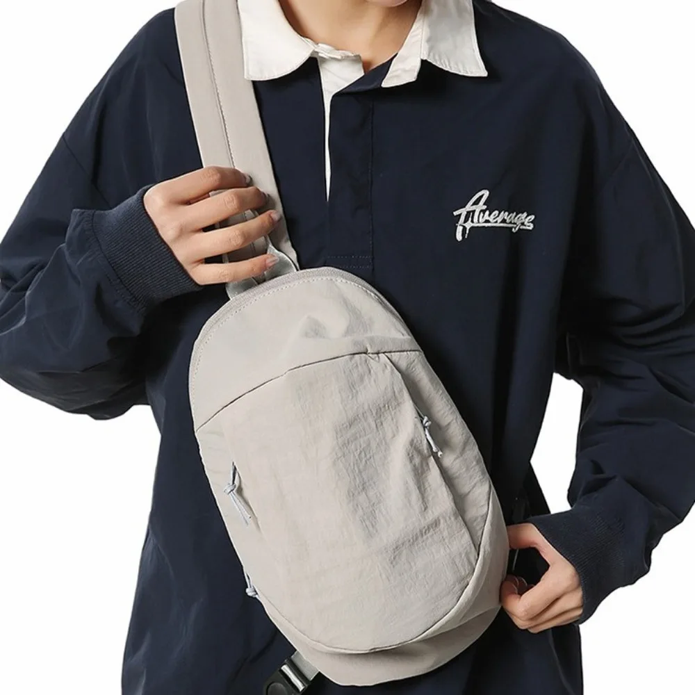 

Сплошной цвет, мужская нагрудная сумка, большая вместительная многофункциональная нейлоновая сумка на плечо, регулируемая сумка на плечо в корейском стиле