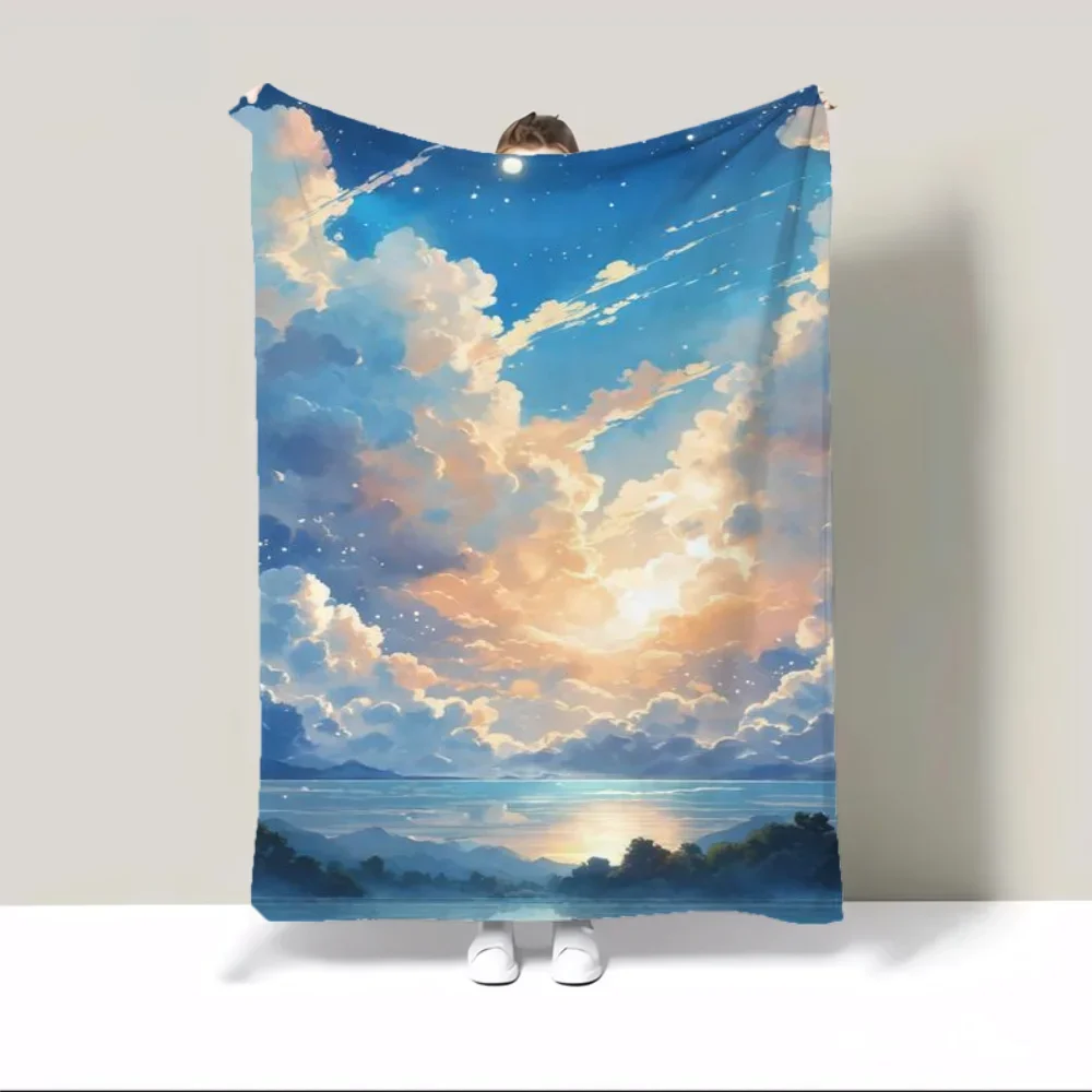 

Одеяло для пикника 150x200 Небо и океан Теплые одеяла для холода Декоративное одеяло для дивана Кровать Интерьер для дома Пляжное полотенце Колено