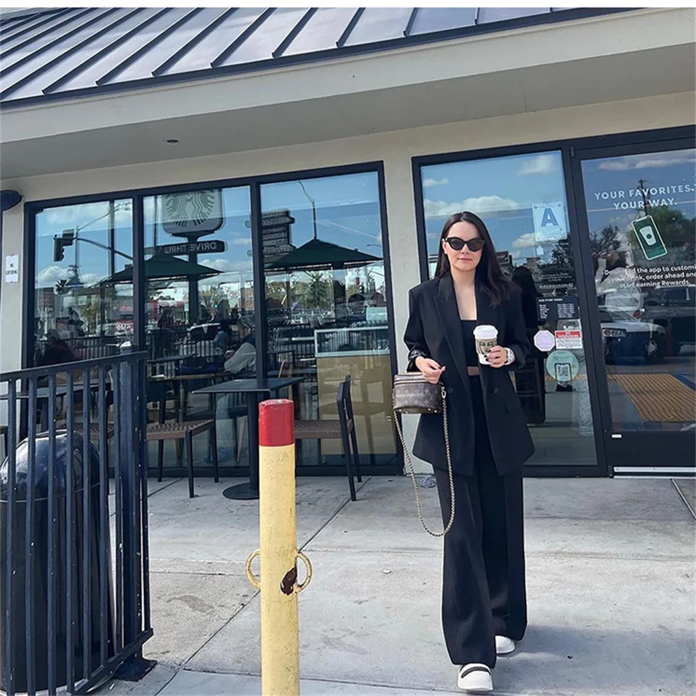 

High quality autumn and winter new women's commuting loose fitting double breasted casual suit jacket large suit