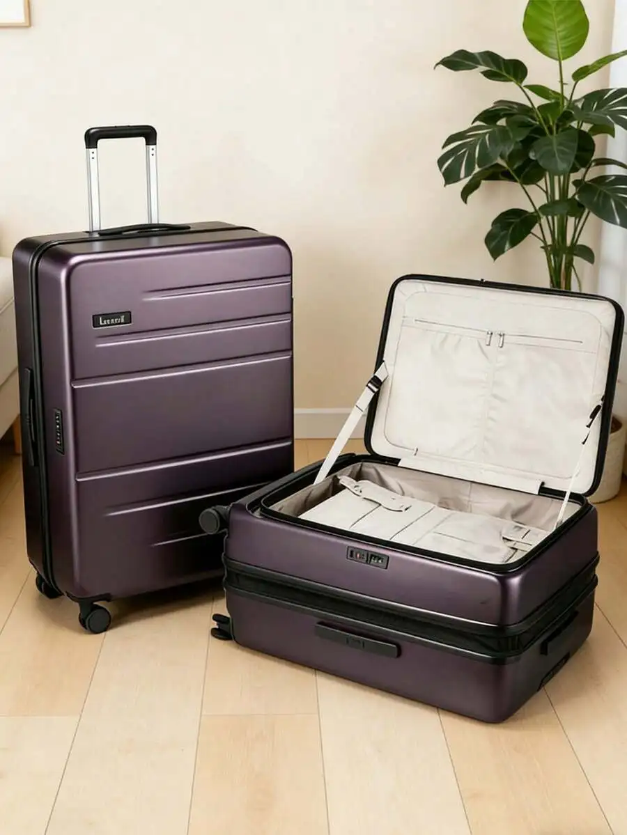 1 Pcs Checked Suitcase With Spinner Wheels, FLO5 Expandable Polycarbonate Hard Shell Suitcase With TSA Approved Lock (FX-Core, 2