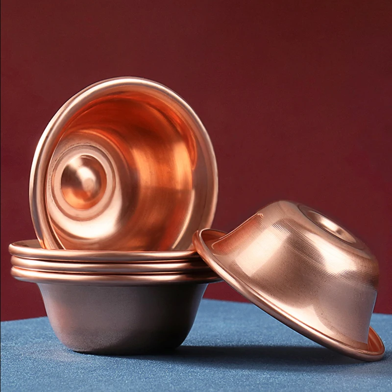 1PCS Pure Copper Water Supply Bowl Handmade Holy Water Bowl For Buddha Buddhist Supplies Fine Polished Water Supply Bowl