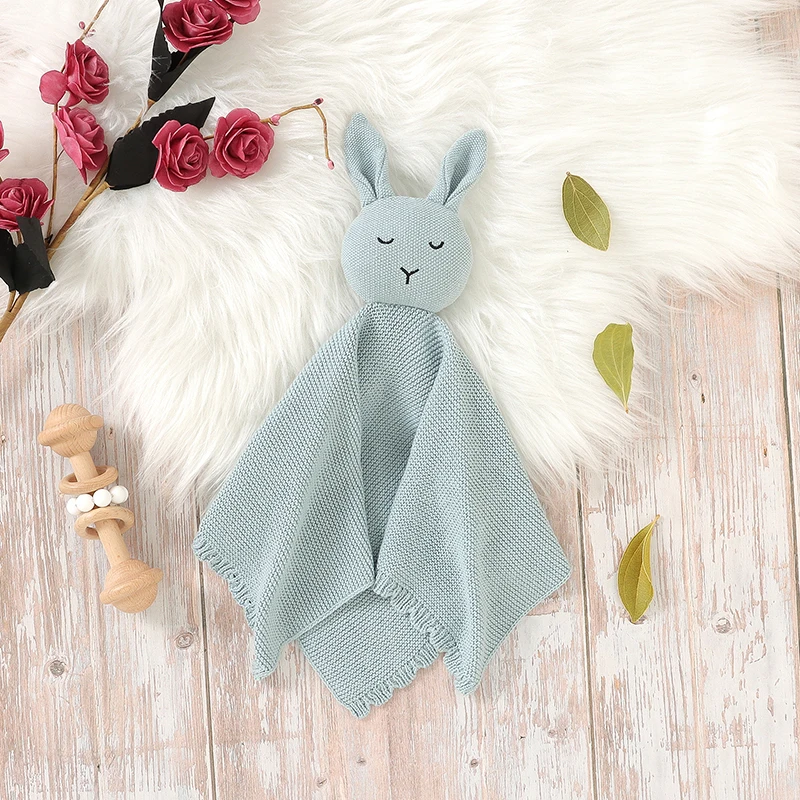 Baby Appease Towel Cotton Knitted Infant Cute Rabbit Soft Square Toy Kid Comforter Sleep Doll Gift Newborn Soothe Saliva Blanket