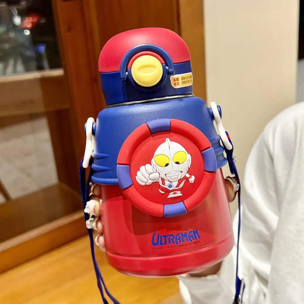 Cartoon Ultraman Children 316 Thermos Cup Cute Straw Water Cup Anime Student Doll Girls High Capacity Car Cup Festival Gift