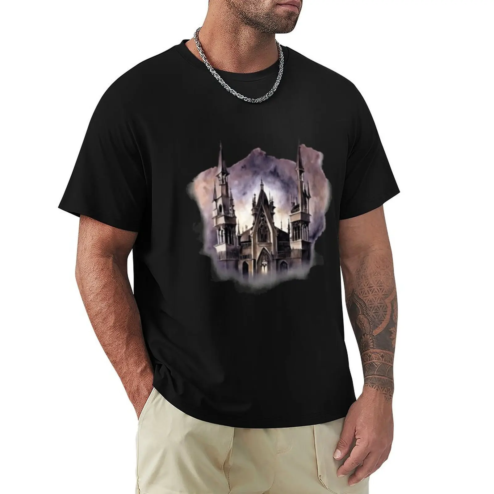 Gothic Style Cathedral T-Shirt cotton t shirt man T-Shirt