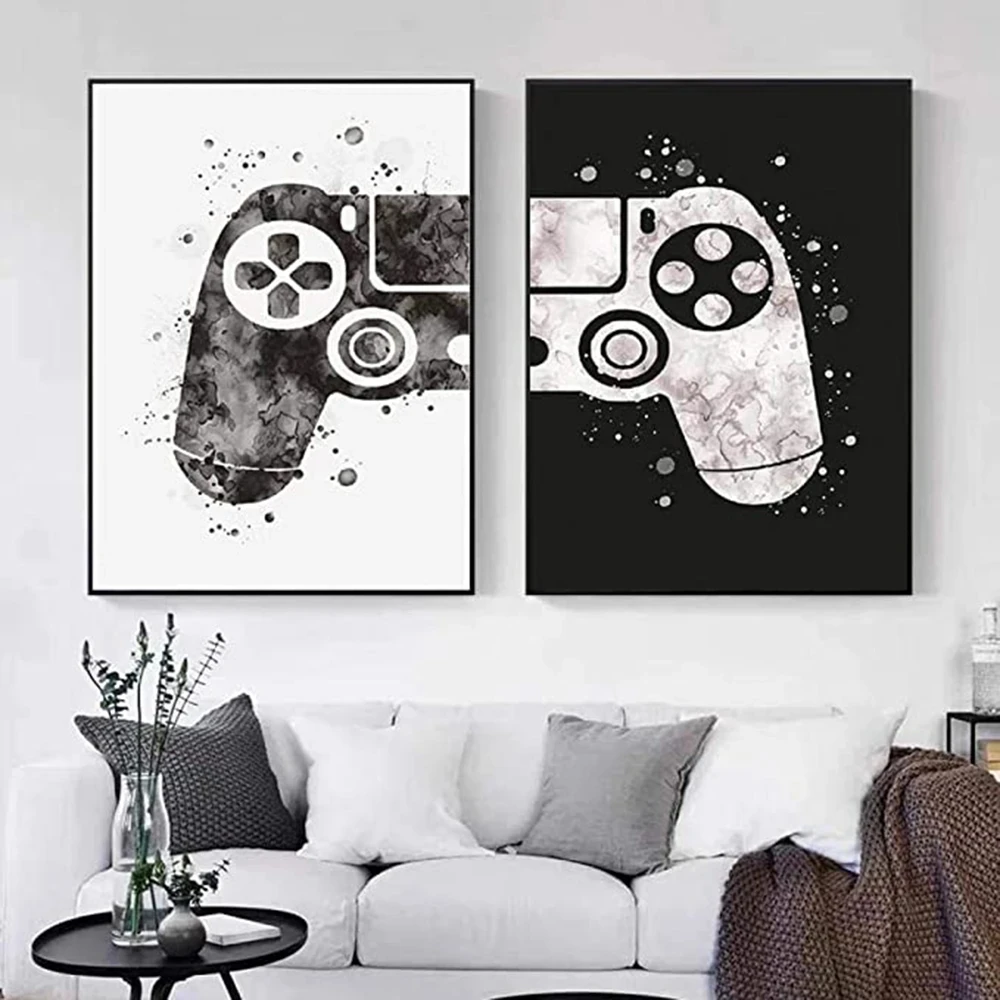 

Ink Water Style Game Handle Wall Art Posters Popular Fashion Home Boys' Room Decor Canvas Painting Murals Pictures Print Artwork