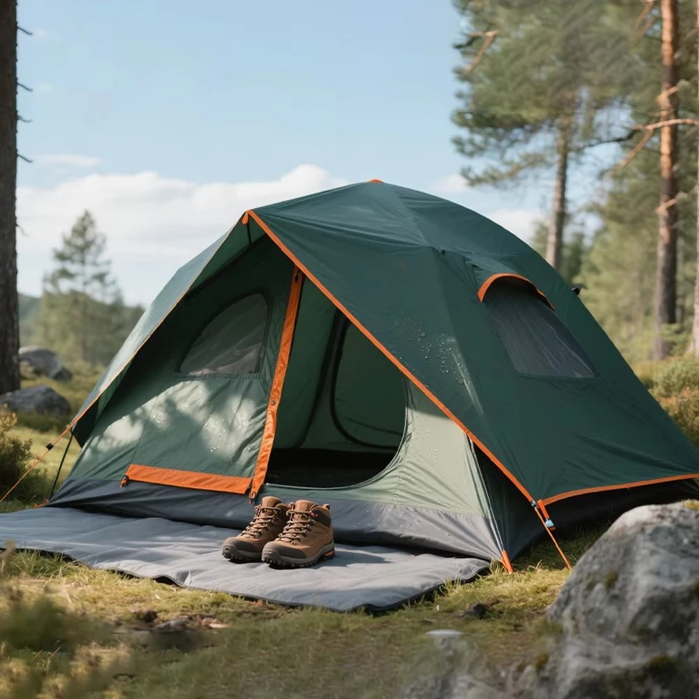 

STLF Outdoor Adventure Double Tent Dark Green Double Zipper Door Gauze Ventilation Window Moisture-Proof Oxford One Bedroom