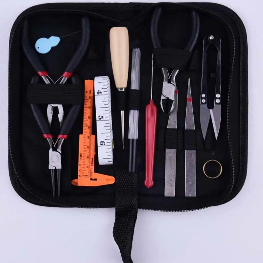 19Pcs 1 Set Casting DIY Black Bag Accessories Jewelry Making Kit Pliers Supplies Jewelry Repair Tools Set Jewelry Findings