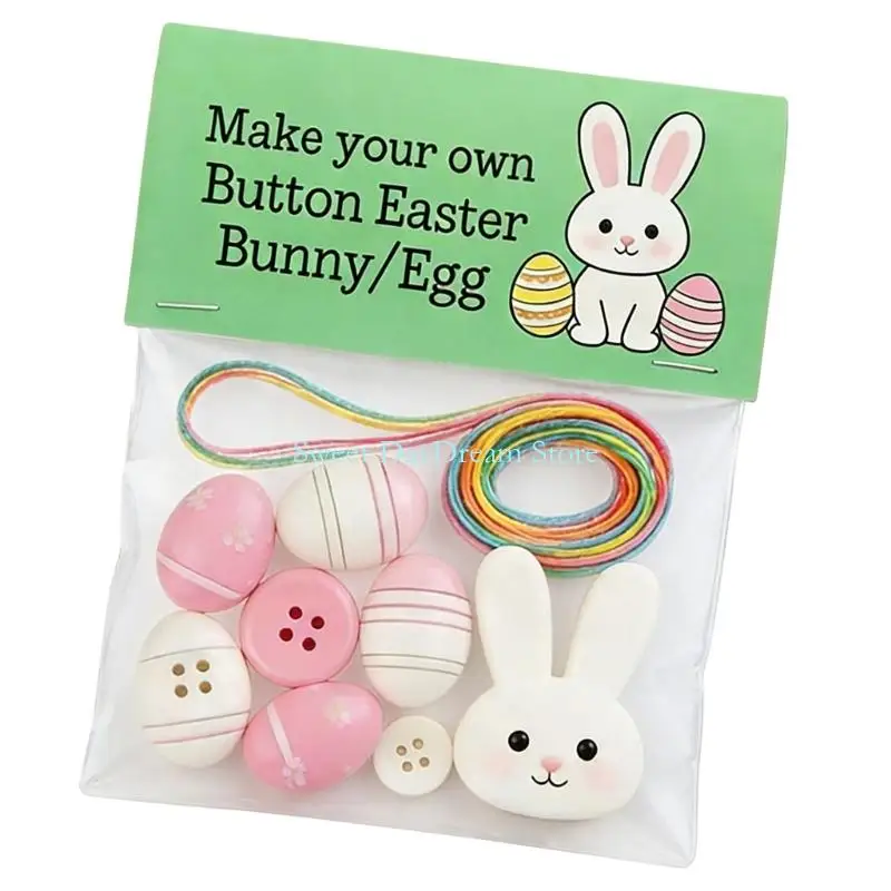 Y88C Festiwalowy zestaw do rękodzieła z guzikami do dekoracji wielkanocnych Królicze jaja Wzory zawieszek