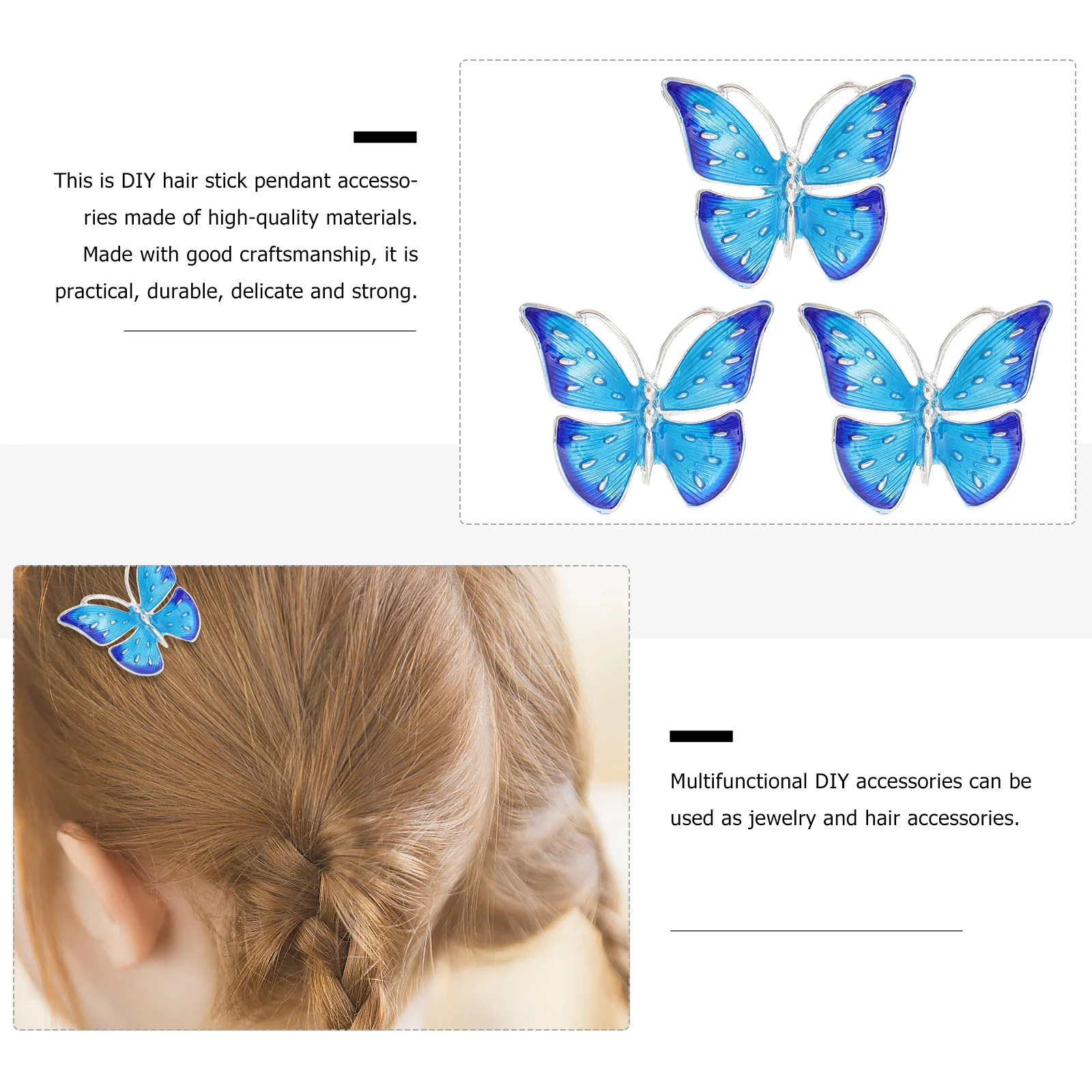 3 Pcs Headwear Accessories Hair Clips Headdress Pendant Accessory Hairpin DIY Charms Alloy Craft Jewelry Miss