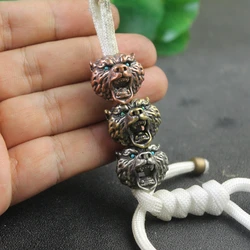 Paracord Bead Lanyard Pendant Brass Blue Eyes Roaring Brown Bear DIY Knife Umbrella Rope Bracelet Accessories EDC Outdoor Tool