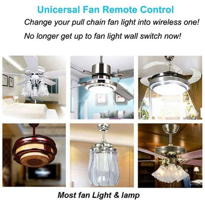 Ceiling Fan Remote Control Kit, Black-White Universal Ceiling Fans Light Remote, Speed, Light & Timing Wireless Control