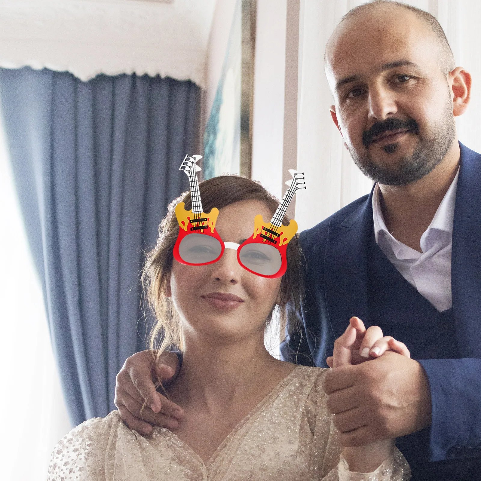 2Pairs الغيتار نمط ABS النظارات الطرف الديكور الدعامة مهرجان الموسيقى زي الاكسسوارات تصميم لافتة للنظر #3