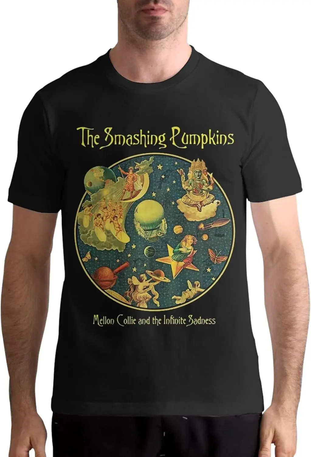 Men's T-Shirts The Smashing Rock Pumpkins Band Short Sleeve Shirts Summer Crewneck Cotton Tees Top Black 3X-Large