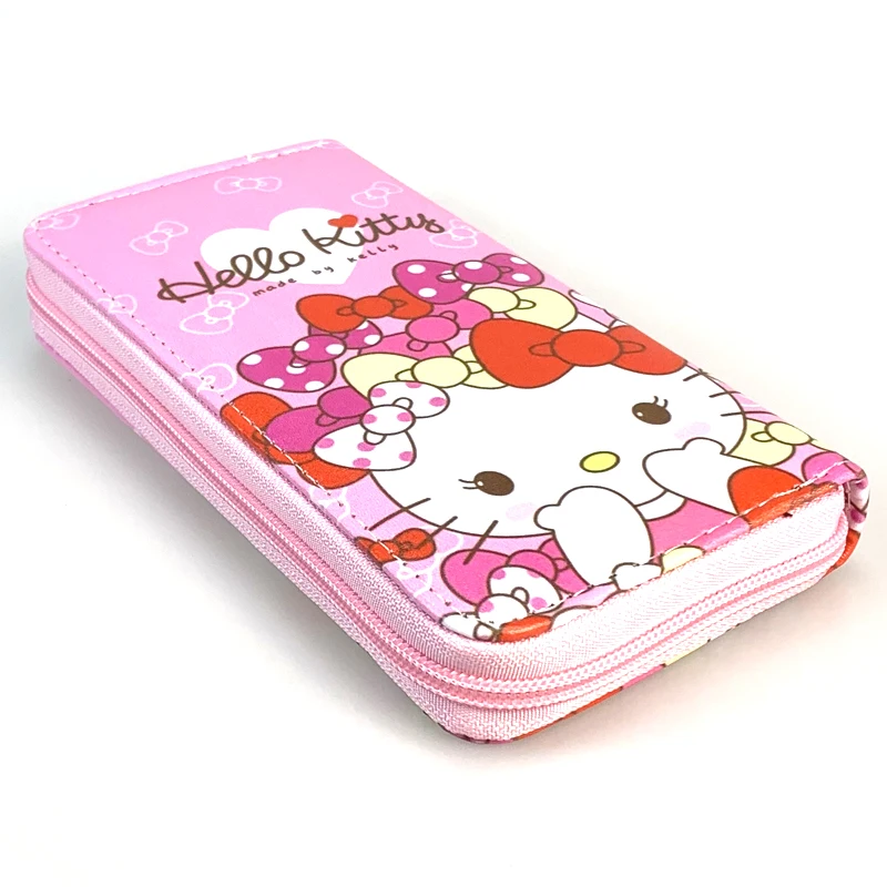 Dropshipping HELLO KITTY printing  bags for women Ladies storage bag zipper money mobile phone bag PU  wallet 10cm*19cm*3cm