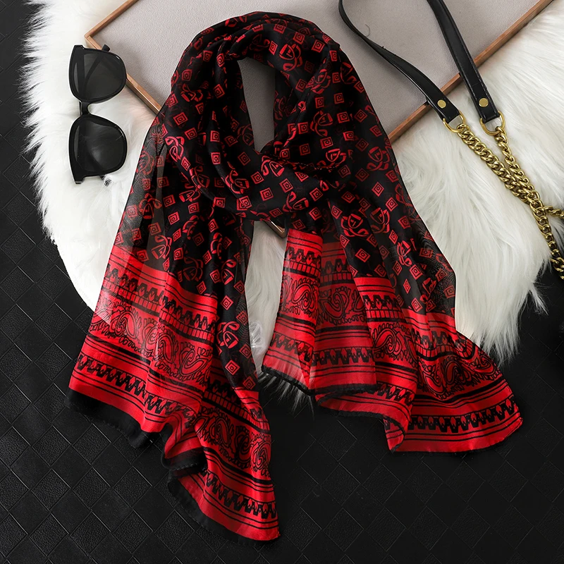 Mode Gedrukt Bloemen Chiffon Hijab Sjaal Vrouwen Pareo Dame Bandana Strandlakens Zomer Moslim Sluier Wrap Vrouwelijke Foulard