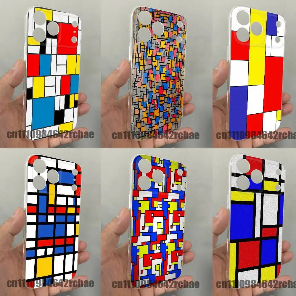 

For Abstract Piet Mondrian wallpaper Phone Case iPhone 12,16,11,14,13,17,15,Pro,Max,Plus,E,Air,Mini Transparent Cover