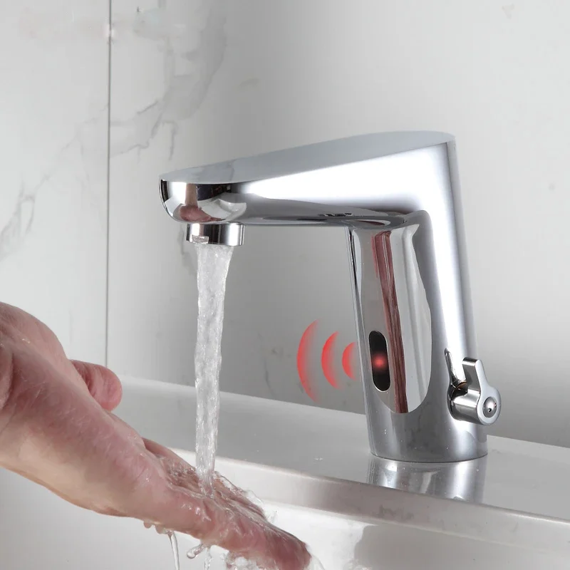Automatic  Bathroom Sensor Basin tap mixer water Ac 220 Voltage & Dv 6 v EU plug  Full Brass Material