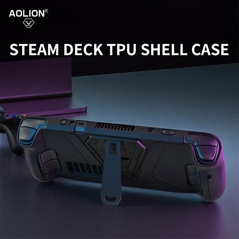 2023 Protective Case Cover for Steam Deck with Kickstand TPU Shockproof Case Cover Tempered Film with Rocker Caps for Steam Deck