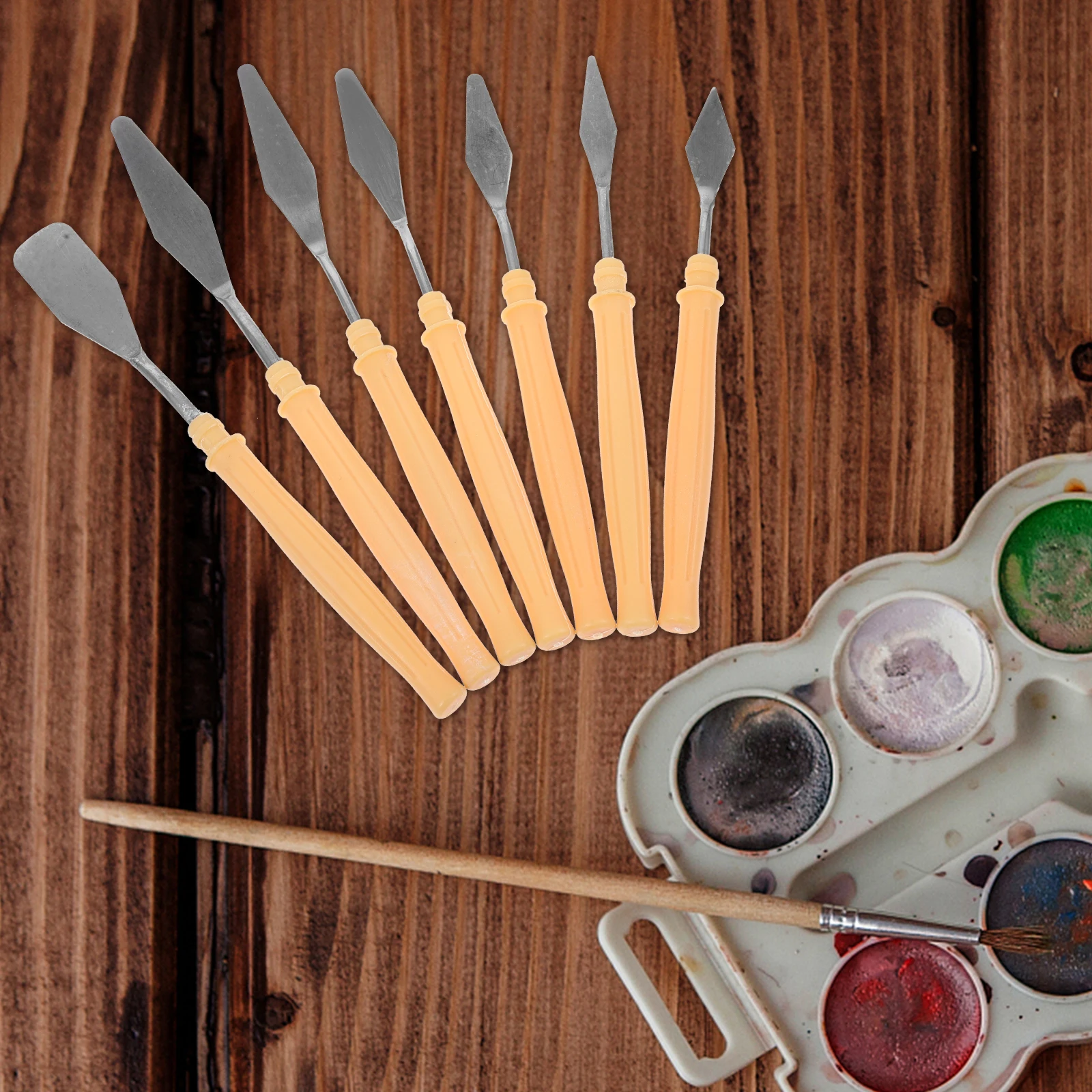 

7pcs Plastic Handle Spatula Wall Scraper Art Mixing Tools Oil Supplies Canvas Tool Color Mixing Spatulas Scraping Set Artist