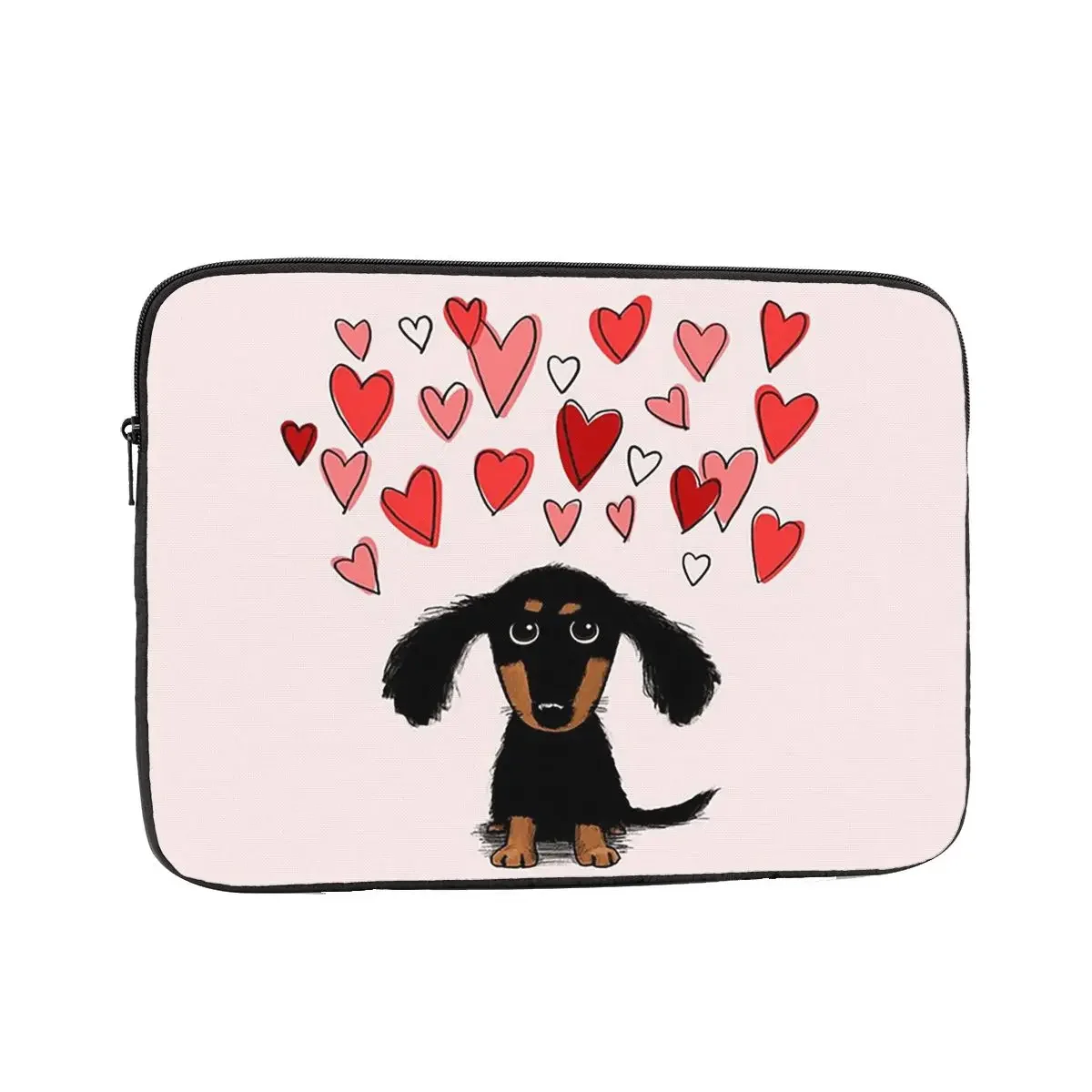 Cute Dachshund Puppy Dog With Valentine Hearts Notebook Laptop Bag Case Pouch 10 12 13 15 17 Inch Tablet Shockproof Case Bag